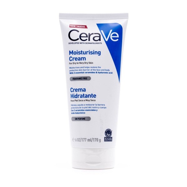 Crema Hidratante CeraVe para Piel Seca y Muy Seca - Restaura y Protege con Ingredientes Esenciales 170g