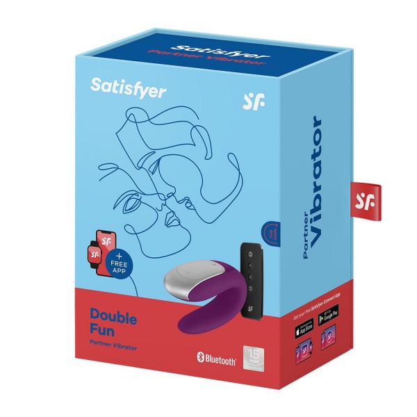 Satisfyer Double Fun Vibrador para Parejas Violeta - Conexión Bluetooth y App
