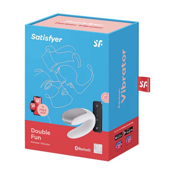 Satisfyer Double Fun Vibrador para Parejas Blanco - Conexión Bluetooth y App