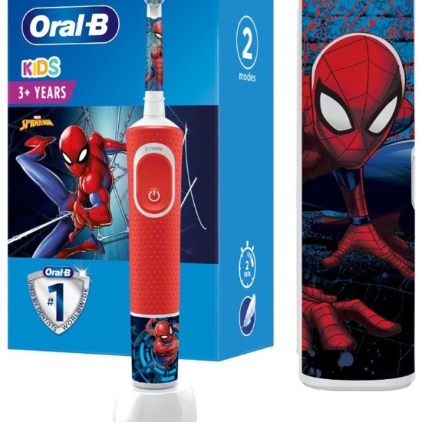 Oral B Cepillo Electrico Recargable Infantil Spiderman Con Estuche De Viaje
