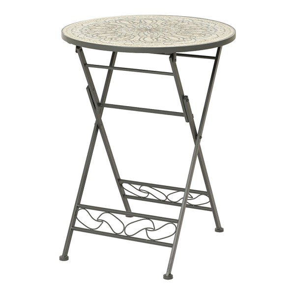Mesa metálica/mosaico plegable bistro color negro para exterior ø60 x 76 cm