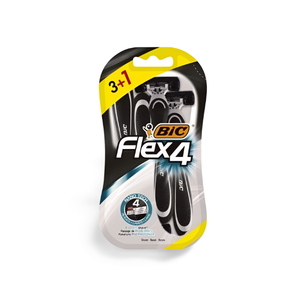BIC Flex4 Maquinillas de Afeitar 3+1 - Afeitado Superapurado y Preciso para Piel Sensible