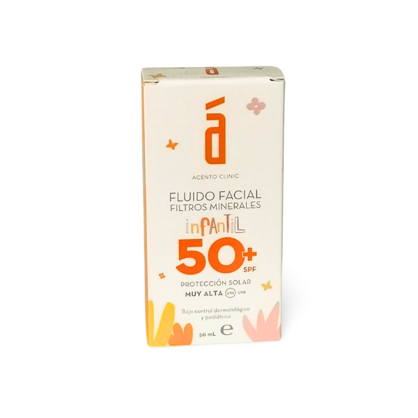 Acento Clinic Fluido Facial Solar Infantil SPF50+ 50 ml | Filtros minerales, sin perfume y alta tolerancia diaria