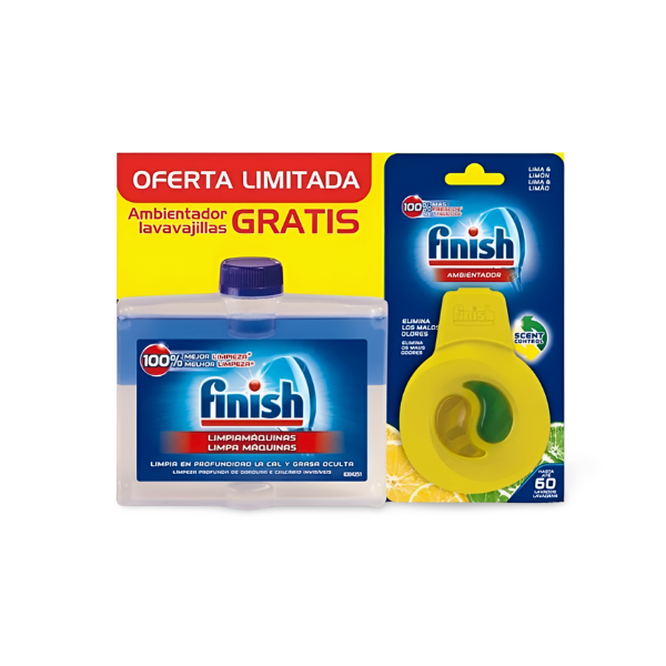 Finish Limpia Lavavajillas 250ml con Ambientador de Limón: Limpieza Profunda y Frescura