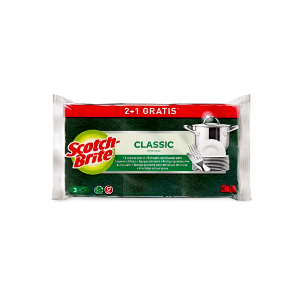 Scotch Brite Estropajo Clásico 2 + 1 Gratis: Limpieza Profunda y Duradera