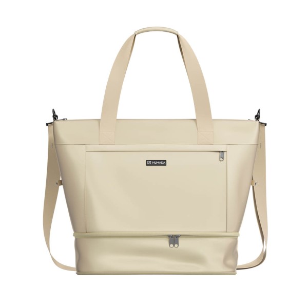 Bolsa de avión beige 25-35L expandible | Apta para cabina, con zapatero y bolsillo para portátil