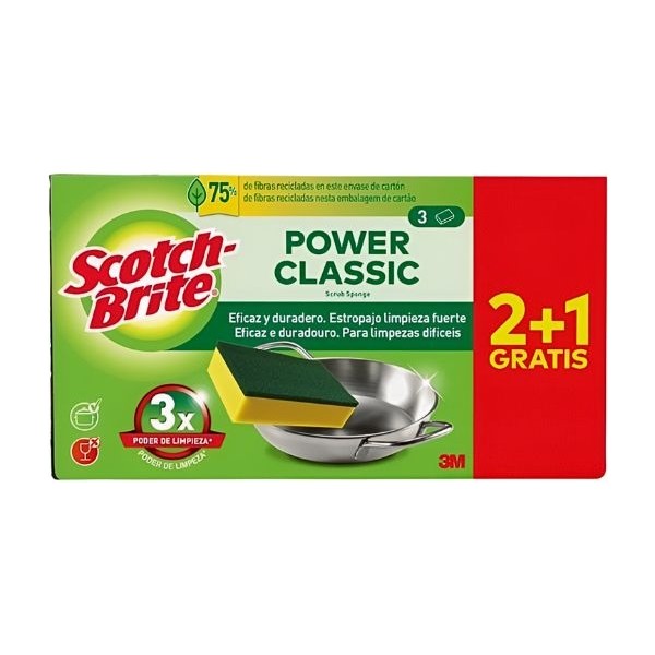 Scotch Brite Estropajo Clásico 2 + 1 Gratis: Limpieza Profunda y Duradera