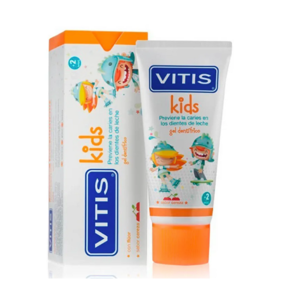 Gel Dentífrico Vitis Kids para Dientes de Leche - Sabor Cereza 50ml