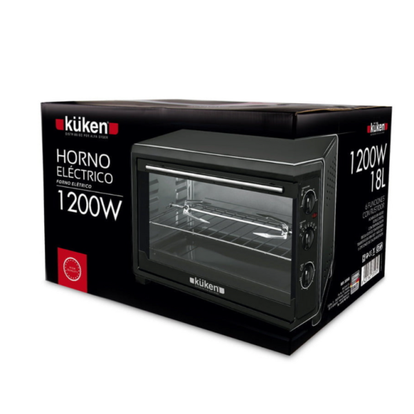 Horno Eléctrico Kuken Deluxe 18L 1200W - Diseño Compacto y Elegante