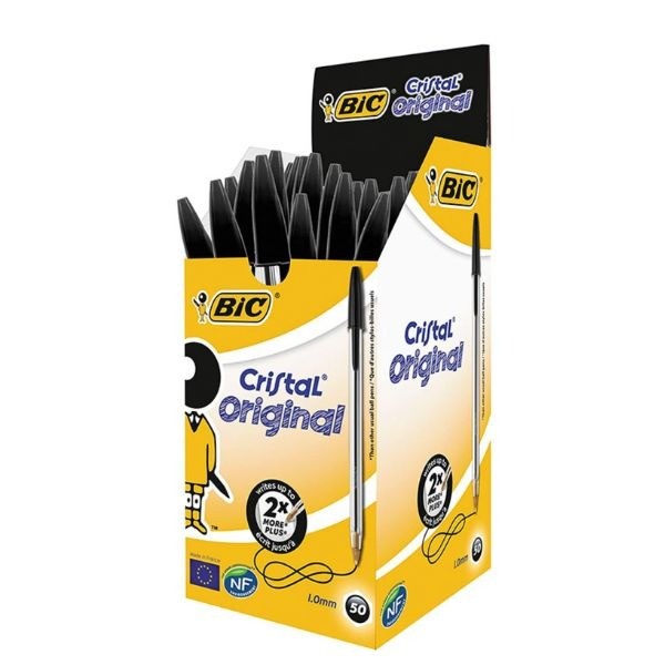 Pack Ahorro 50 Bolígrafos Bic Cristal Negro: Calidad y Durabilidad para Escritura Diaria