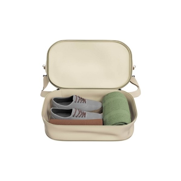 Bolsa de avión beige 25-35L expandible | Apta para cabina, con zapatero y bolsillo para portátil